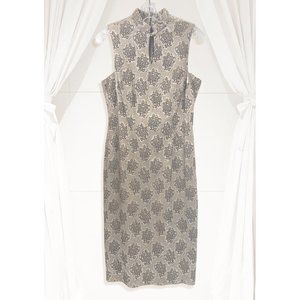 Vintage Harold's Keyhole Cheongsam Chrysanthemum Damask Shift Dress